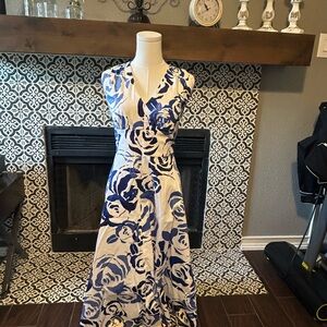 Talbots Floral Print Midi Dress 97% Cotton Size 12 Romantic